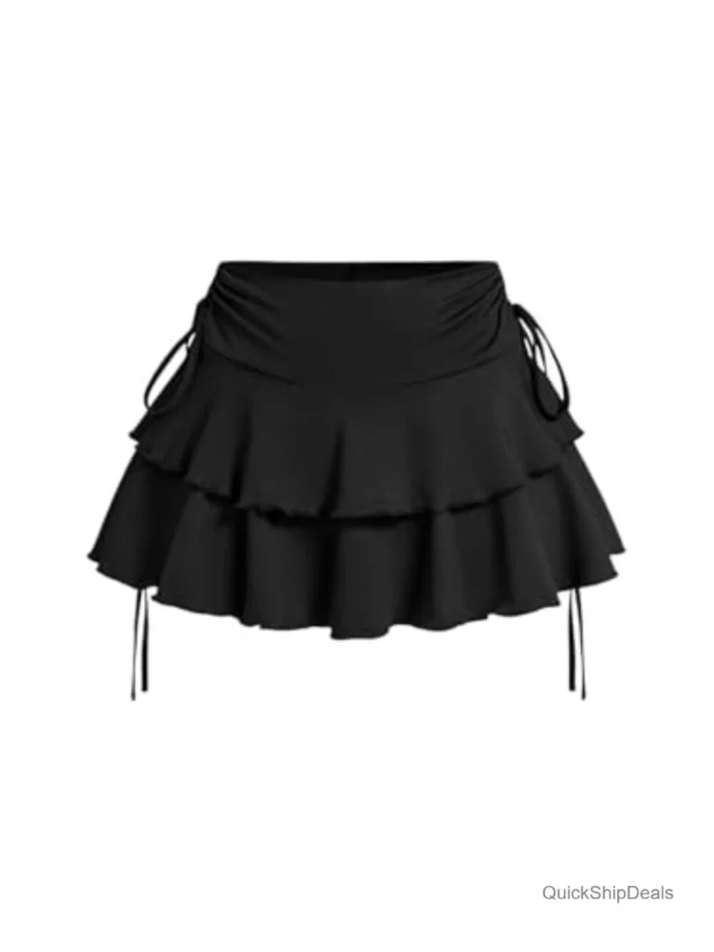 High Waisted Ruffle Mini Skirt with Bow Y2k Flowy A-Line Summer Skort